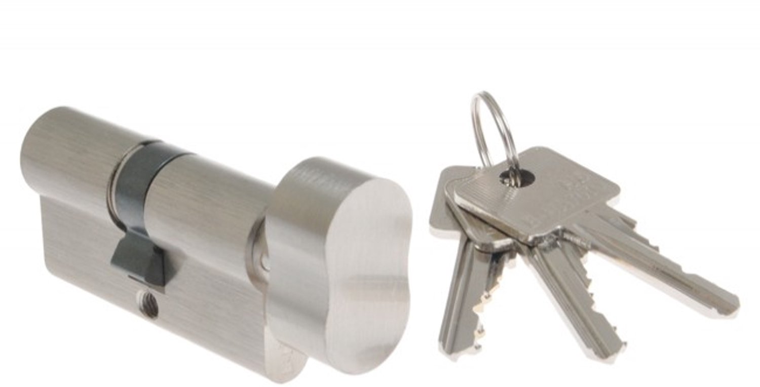 B-Harko H6 Deurcilinder 30K/50 - nikkel - incl. 3 sleutels en bevestigingsschroef