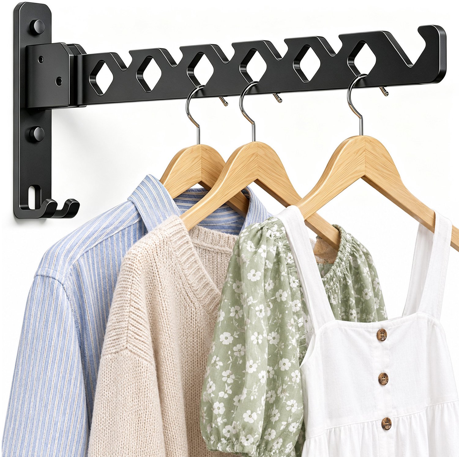 Kledinghaak – Inklapbaar – 35 cm – Muurbevestiging – Zwart