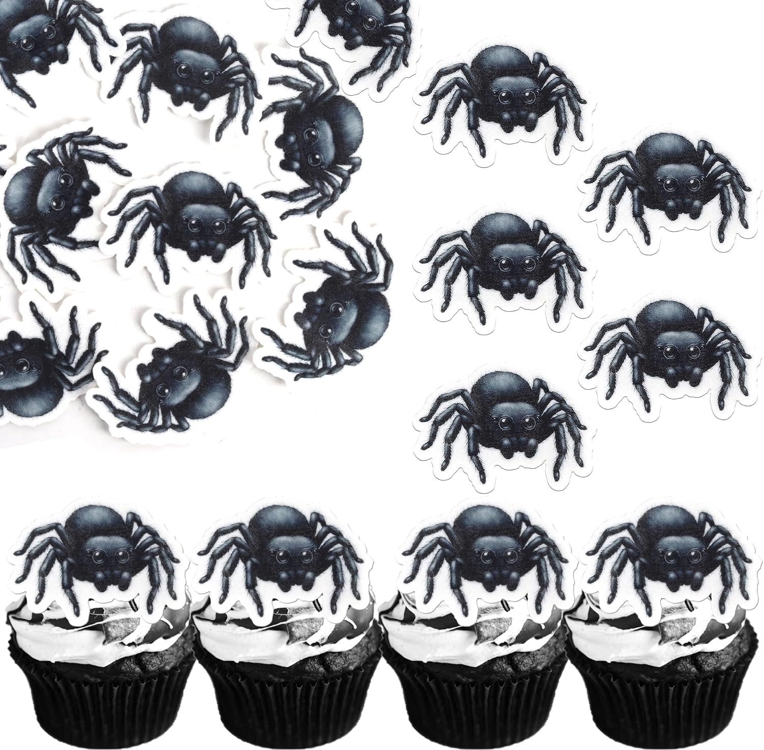 60 Stuks eetbare spinnen voor taartdecoratie Halloween thema