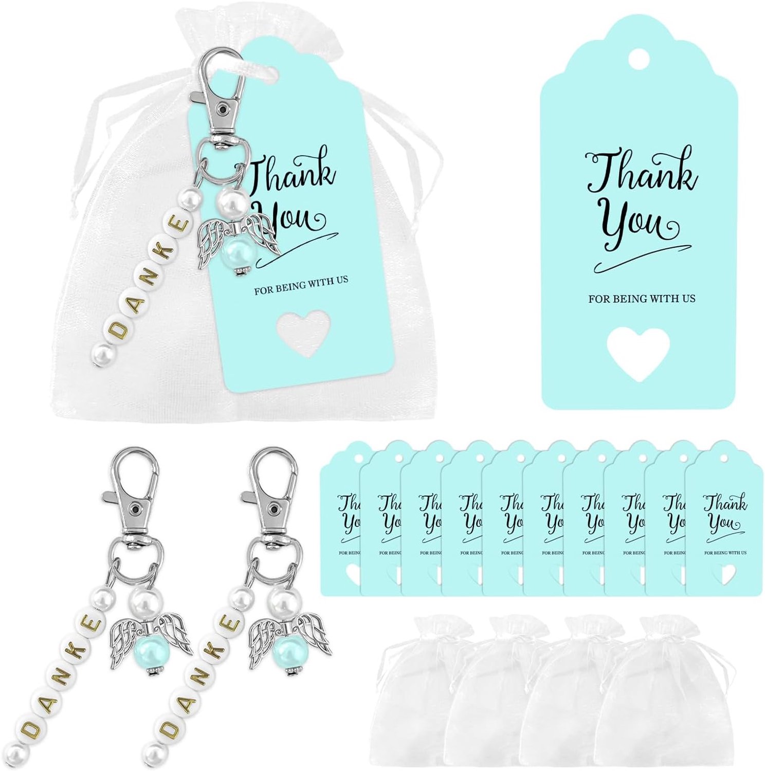 Beschermengelhangers 30 stuks - Blauw - Bedankjes voor Huwelijk en Doop - Compleet cadeaupakket - ServiceTopper