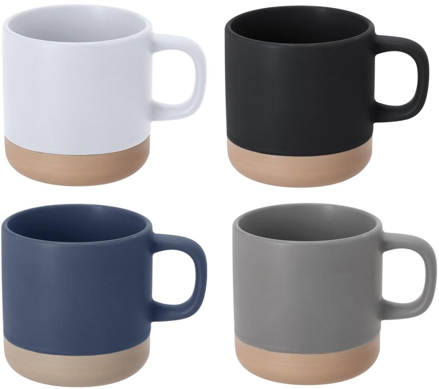 Bellatio Design Koffiekopjes Eliza - 1x stuks - blauw/beige - 350 ml - mokken - keramiek - bekers - 2 kleurig