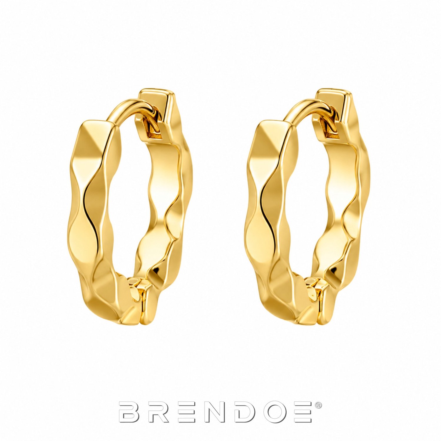 Brendoe Oorringen Dames Goud - 18K Verguld RVS 304 - Gedraaid Golf Design - Kleine Hoops