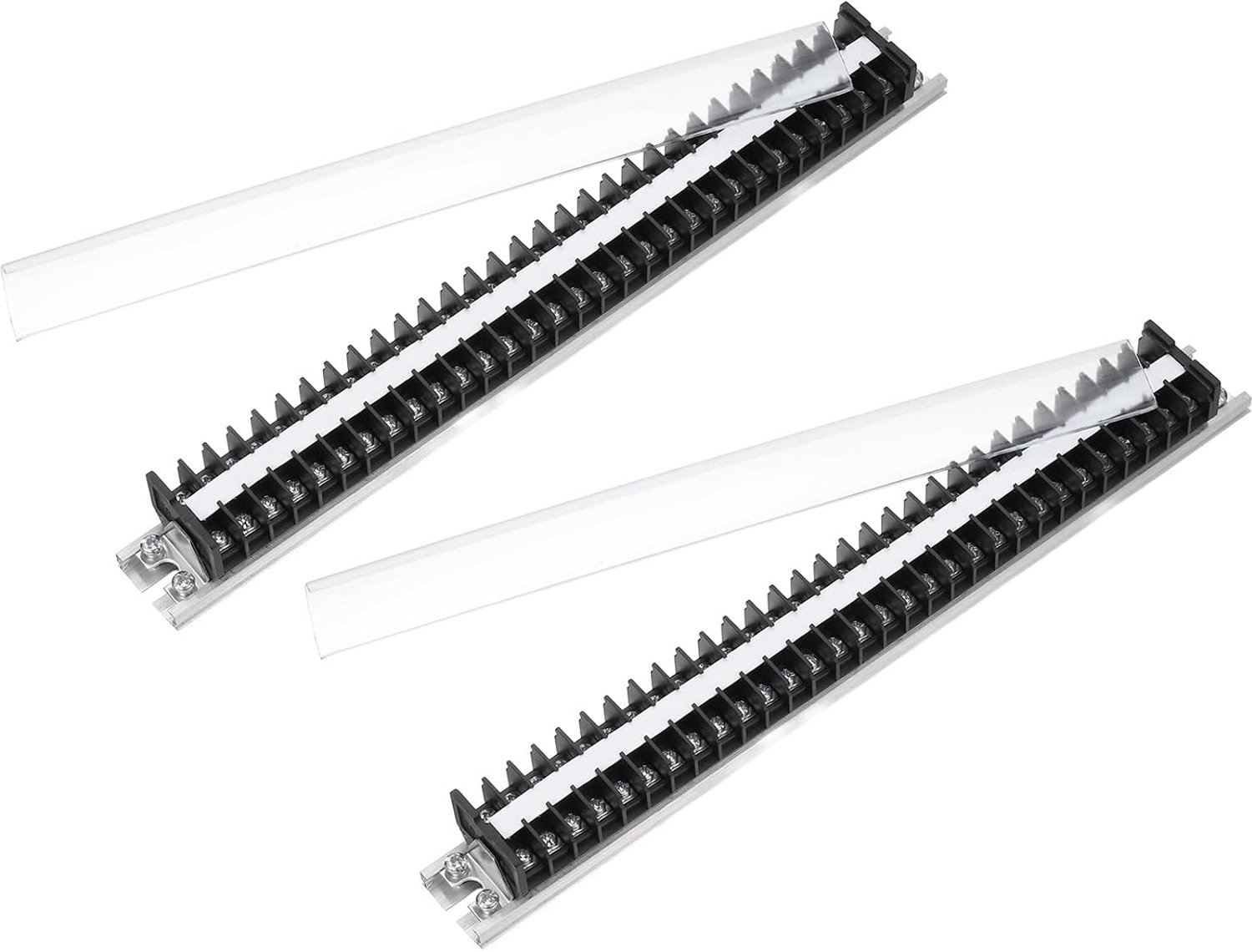 Klemstrip 27,5 x 3,5 x 2,8 cm - 660 V 15 A - dubbele rij 30 posities - veilige aansluiting - 2 stuks - m-winkel