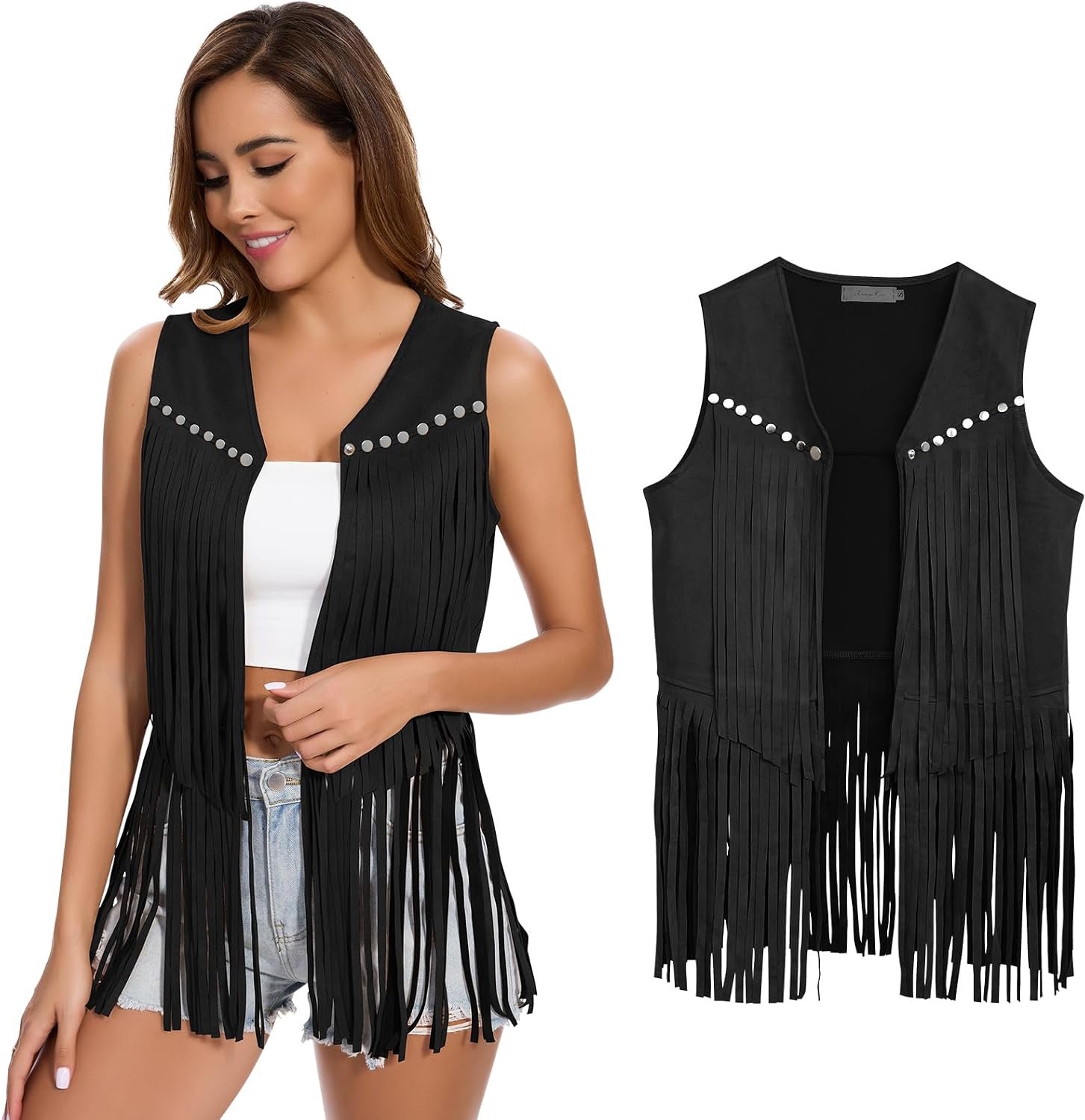 Vest met franjes, 70s hippie kostuum
