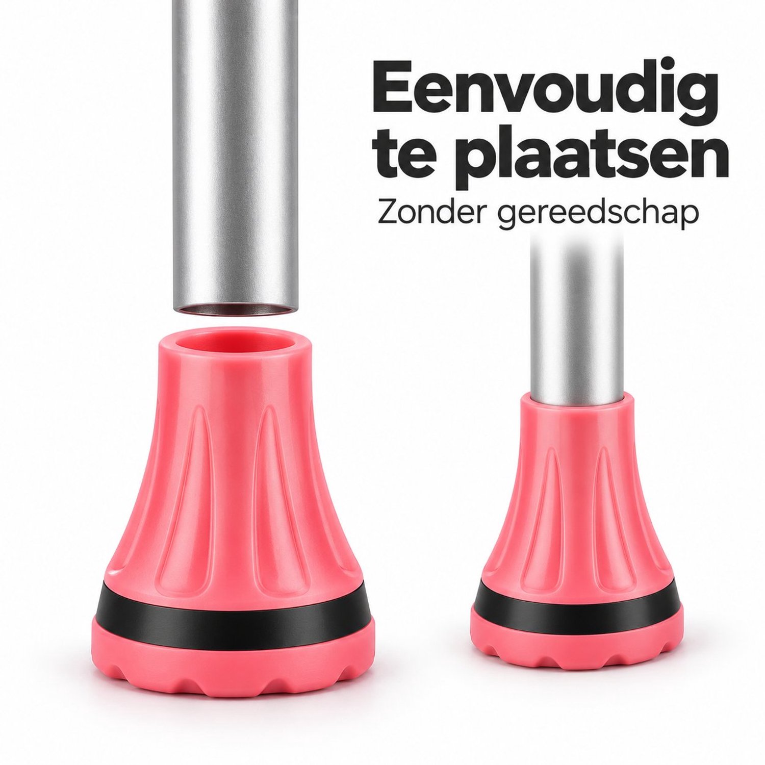 Arvion Rubberen Doppen voor Krukken en Wandelstokken 22mm, Anti-Slip Vervangdoppen, 2 Stuks, Roze