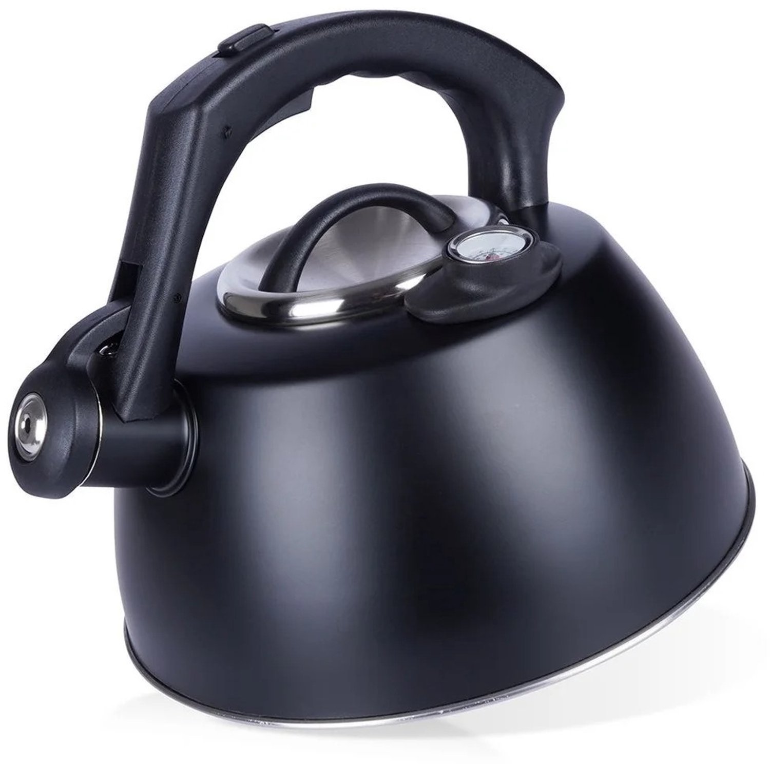 Veya Fluitketel - Waterketel - Koken - Theepot - Thee - RVS - 3 Liter - Thermometer - Inductie - Zwart - Afneembare deksel -