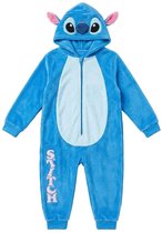 Disney Stitch Onesie Jongens en Meisjes - Jumpsuit - Huispak - Pyjama - Blauw met Capuchon en Oortjes - Maat 148/152