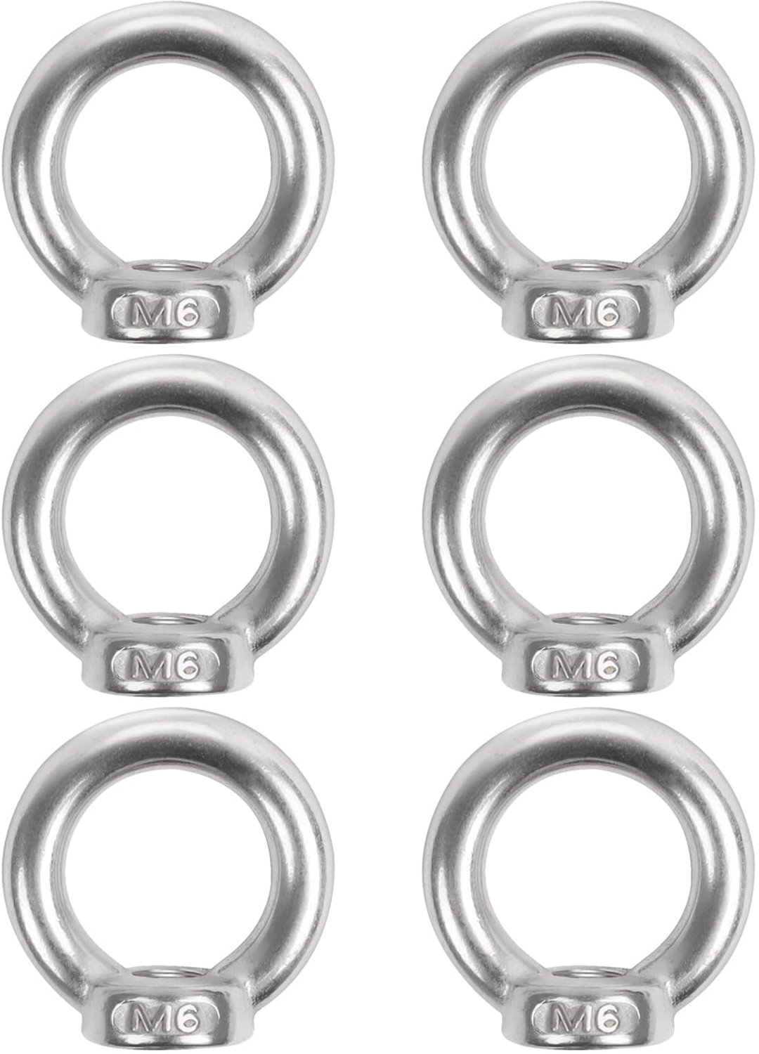 6x Ringmoeren M6, RVS, voor ophangingen