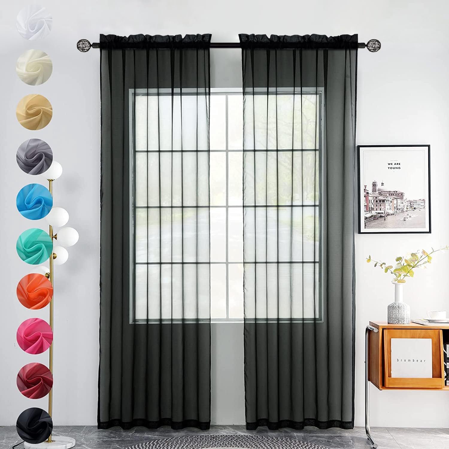 2x Sheer gordijnen, 140 x 225 cm