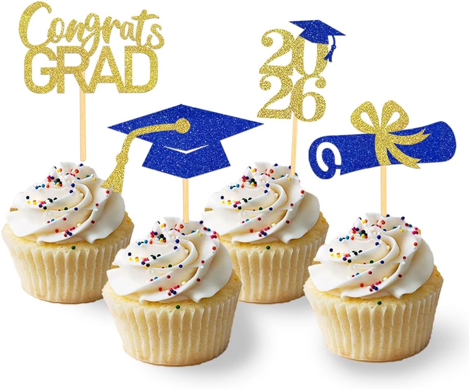 24 Glitters voor 2026 afstudeer cupcakes