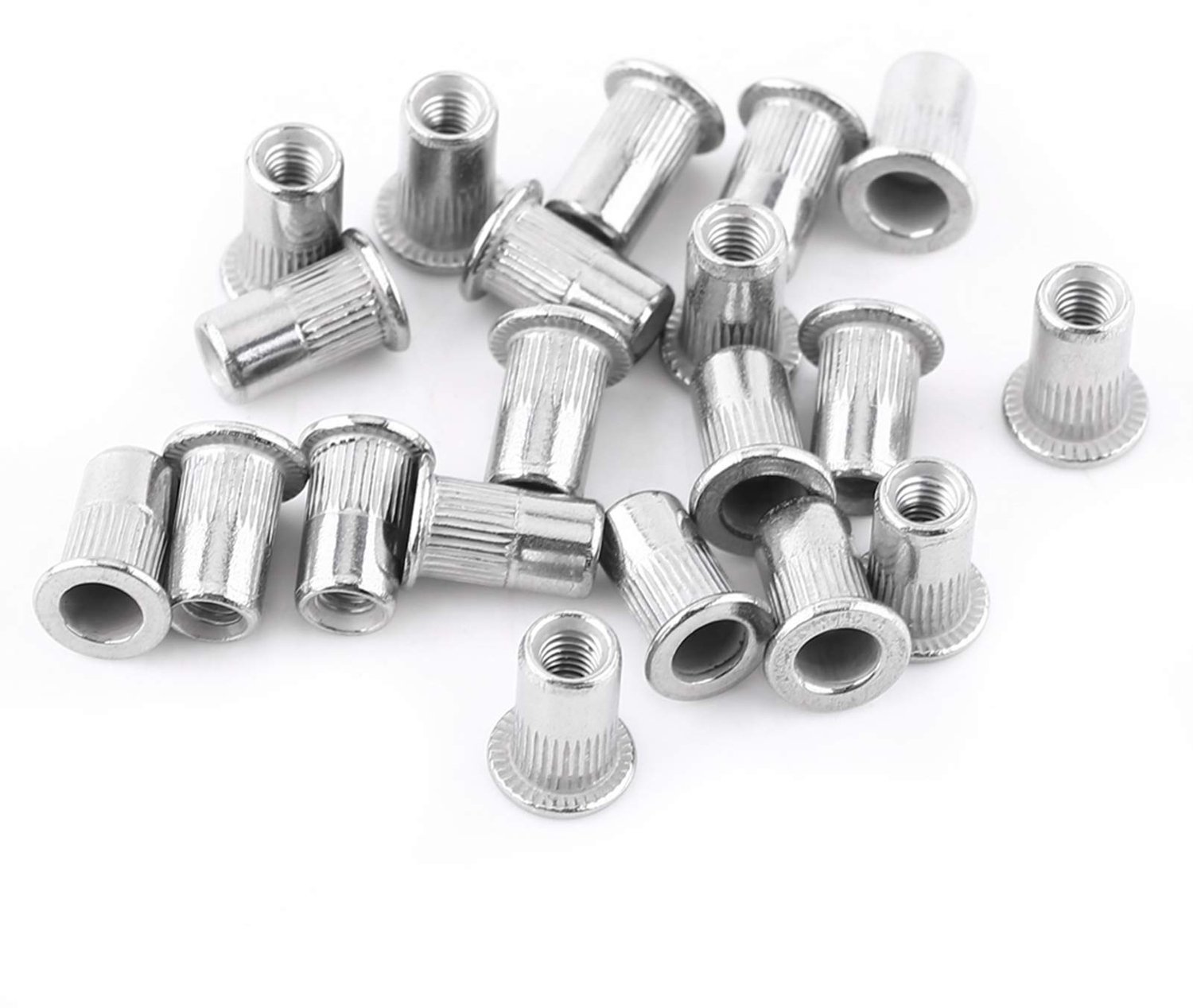 Blindklinkmoeren Platte Kop - Roestvrij Staal - M3/M4/M5/M6/M8 - 20 Stuks - Mechanische Bouwtoepassingen - Lage Profiel - Klinkmoeren