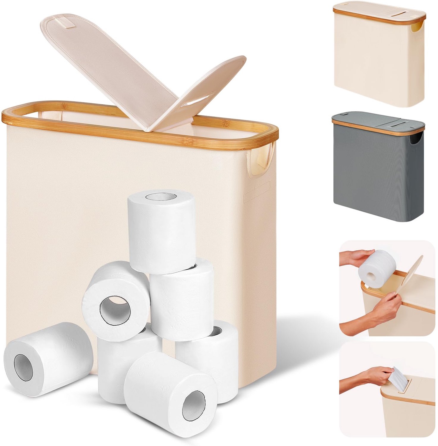 2-in-1 Toiletpapiermand met Deksel voor 9-12 Rollen