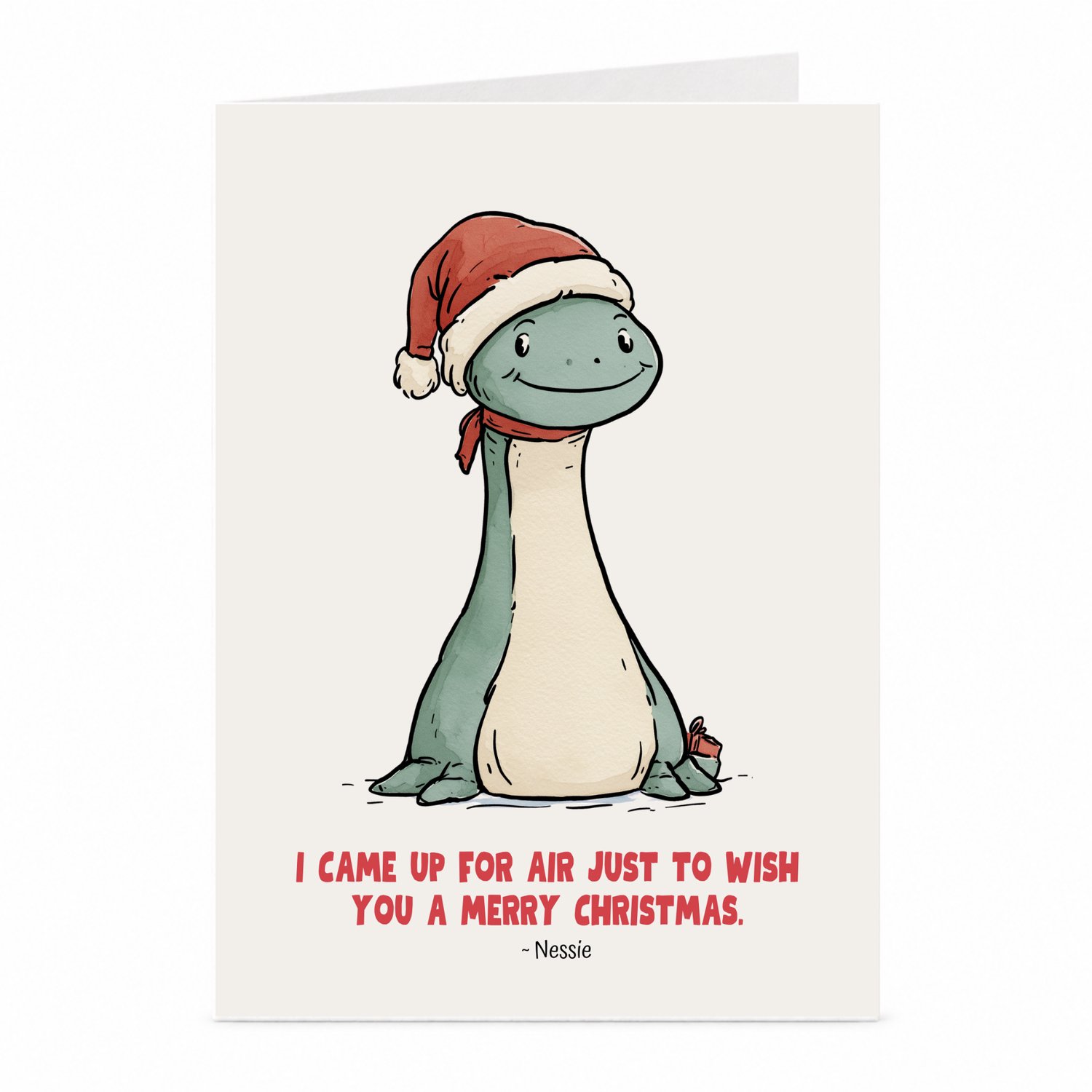 JustTheCardGuy Nessie kerstkaart - Loch Ness monster - A6
