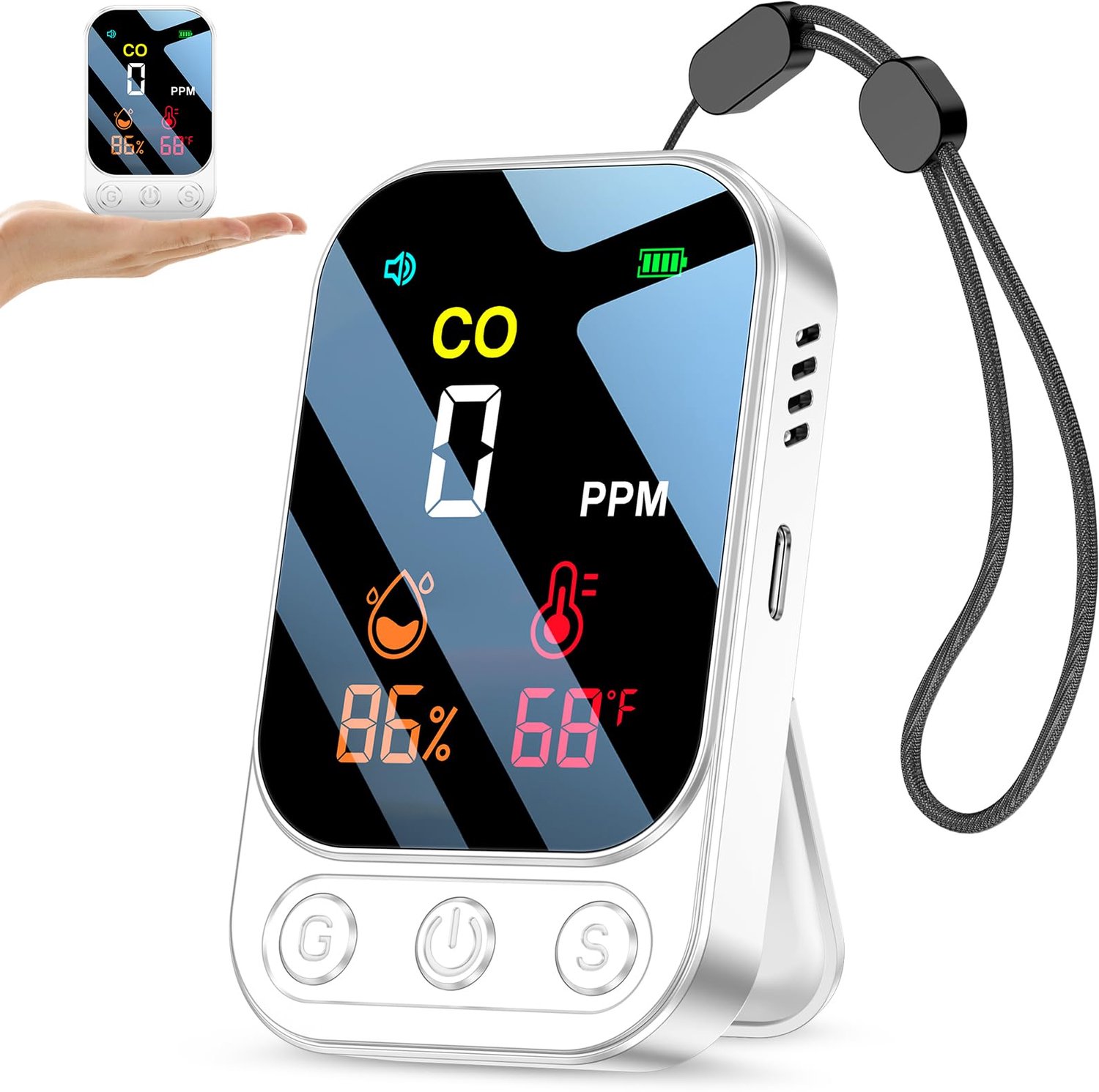 Draagbare 3-in-1 Koolmonoxidedetector voor Thuis en Reizen