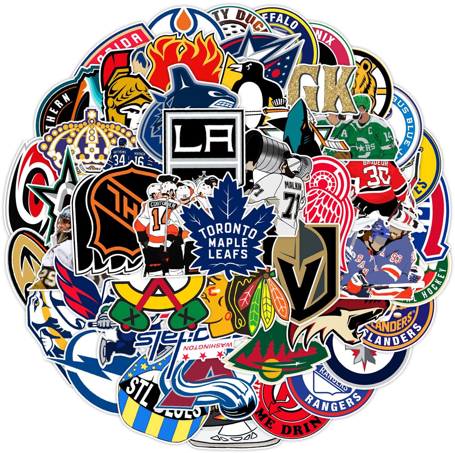 Set van 50 Hockey Puck Stickers voor Waterflessen