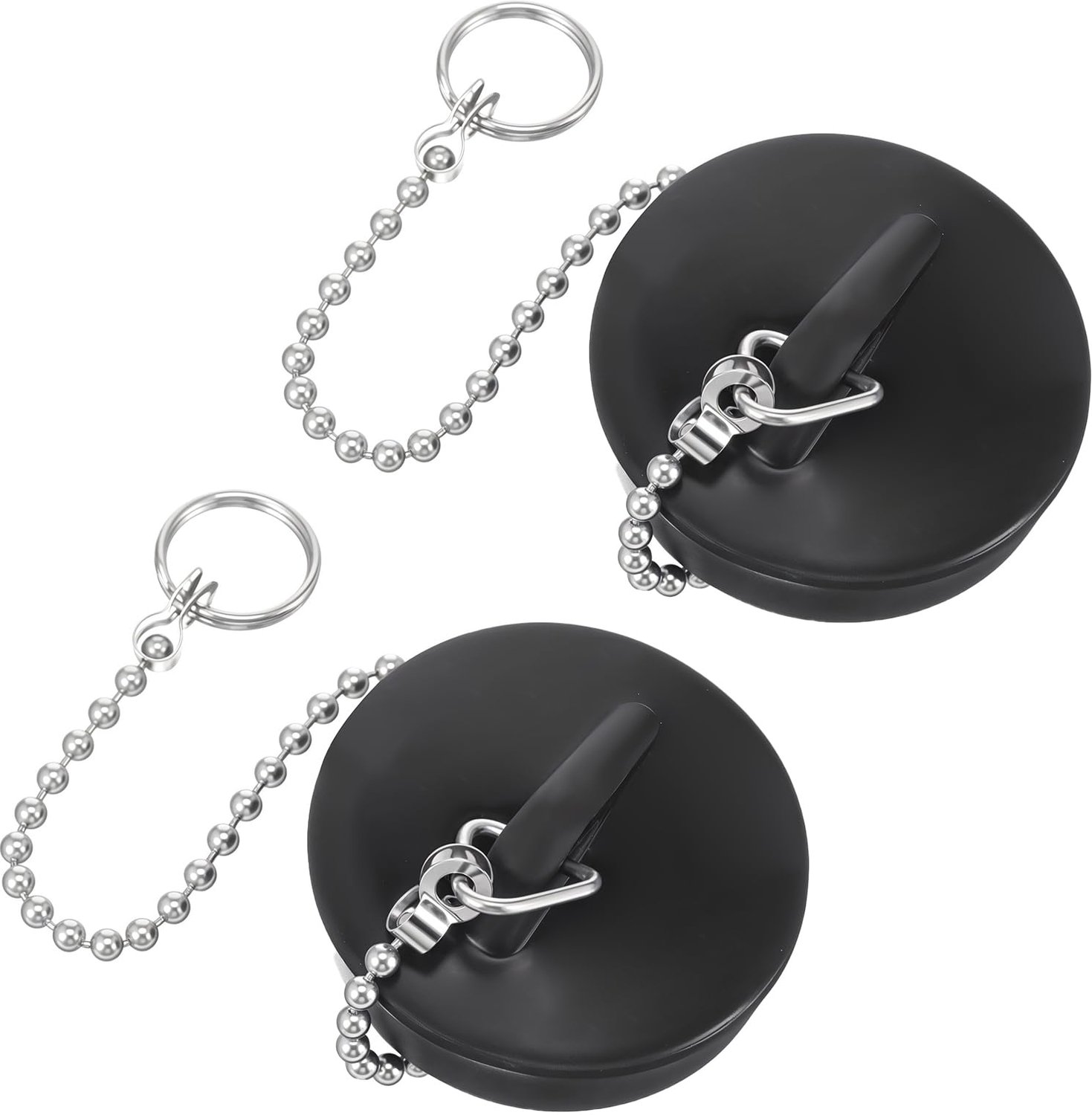Set van 2 Rubberen Afvoerstoppen met Ketting