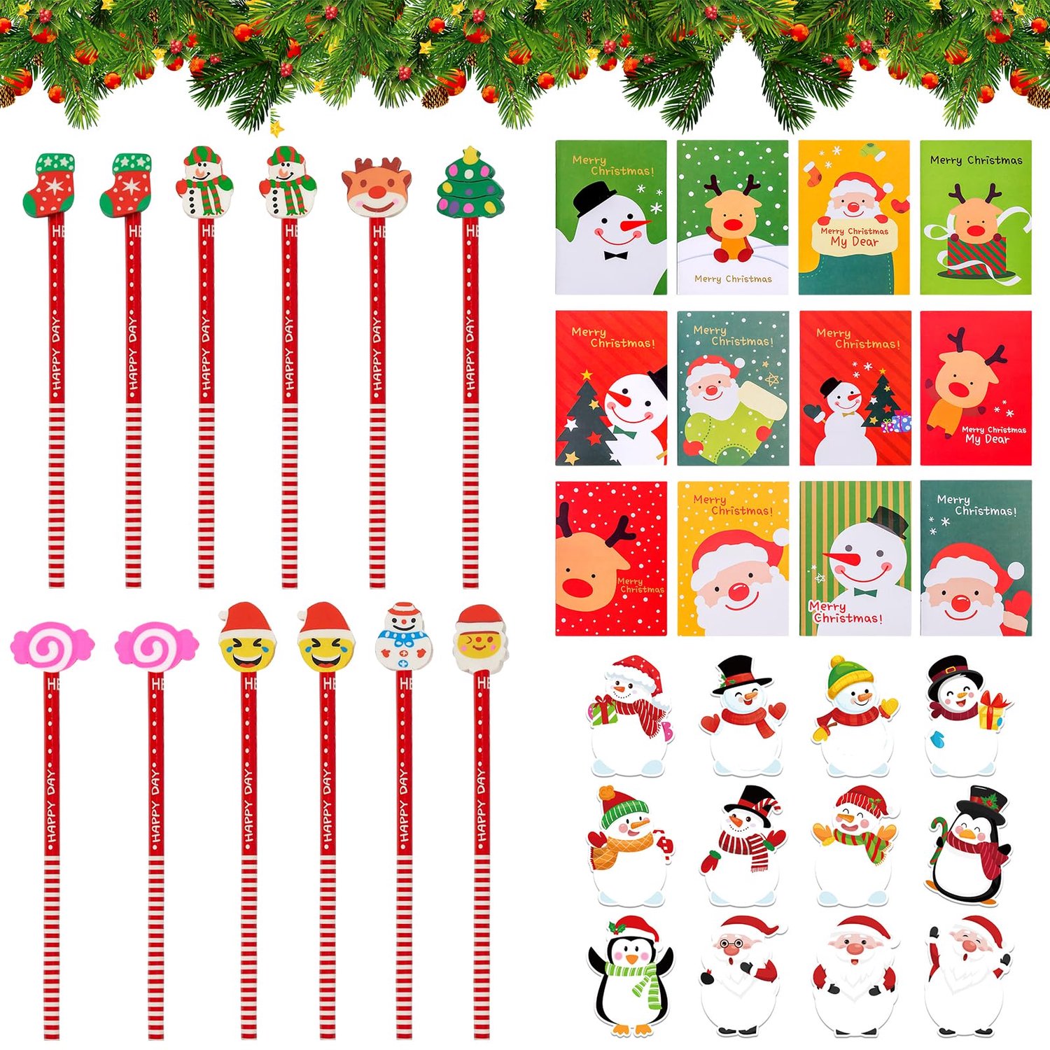 Kerst Briefpapier Set met Notitieboekjes en Pennen