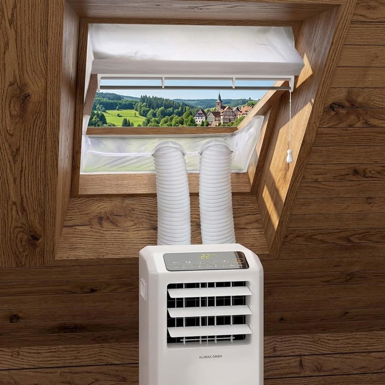 Raamafdichting voor Mobiele Airconditioning met 2 Slangopeningen
