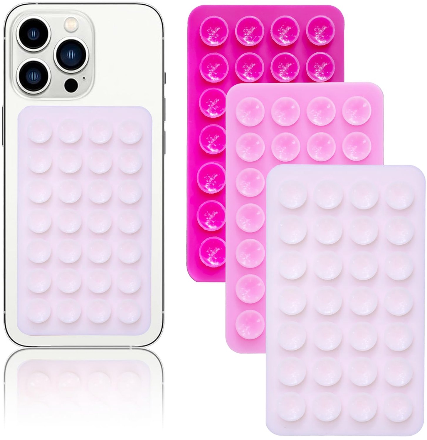 Set van 3 Siliconen Telefoon Suction Cups voor Handsfree Gebruik