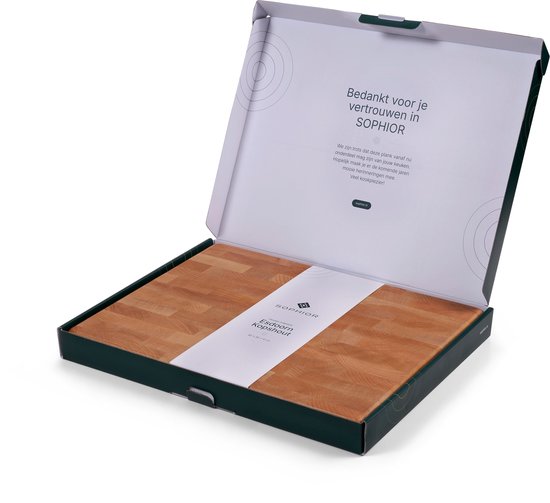 SOPHIOR Houten Snijplank Esdoorn Kopshout - Hakblok 45x35x4 cm - Met Handvaten — cadeau in Kookcadeaus - foto 7