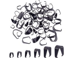 72 Stuks 6 Maten Ketting Bails Snap-on Squeeze Bails Hanger Sluitingen RVS Clips voor Sieraden Maken