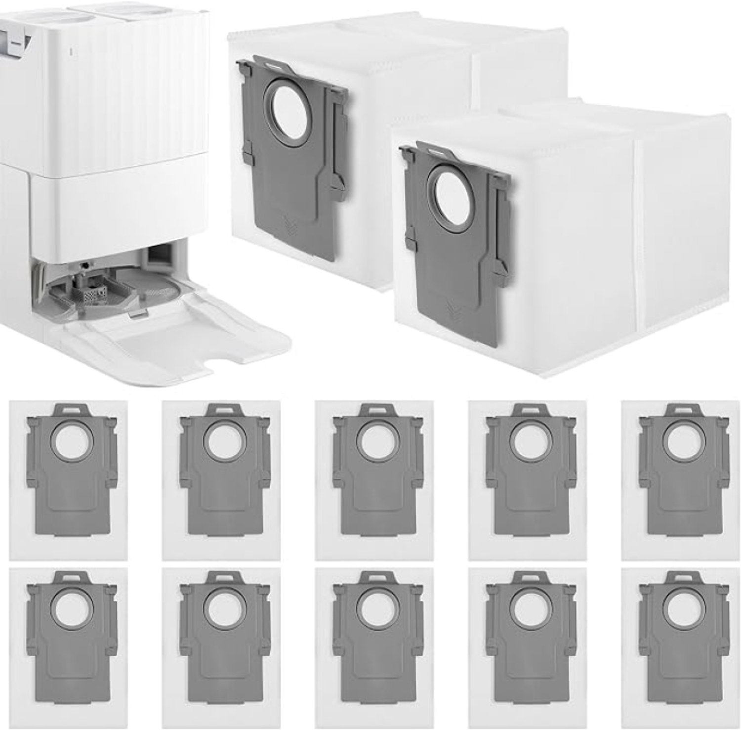 PromoHome 12 stuks stofzakken 3L voor Roborock S8 MaxV Ultra, S8 Max Ultra en Q Revo robotstofzuigers - 4-laags filter, met trekhendel