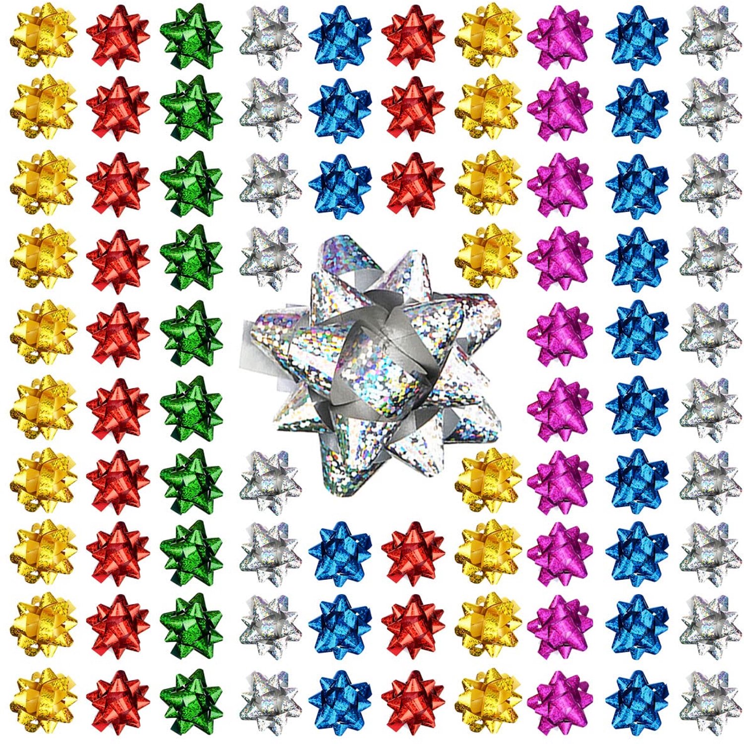 100 Zelfklevende Geschenkstrikken - Holografische Decoratieve Strikken voor Feestdagen