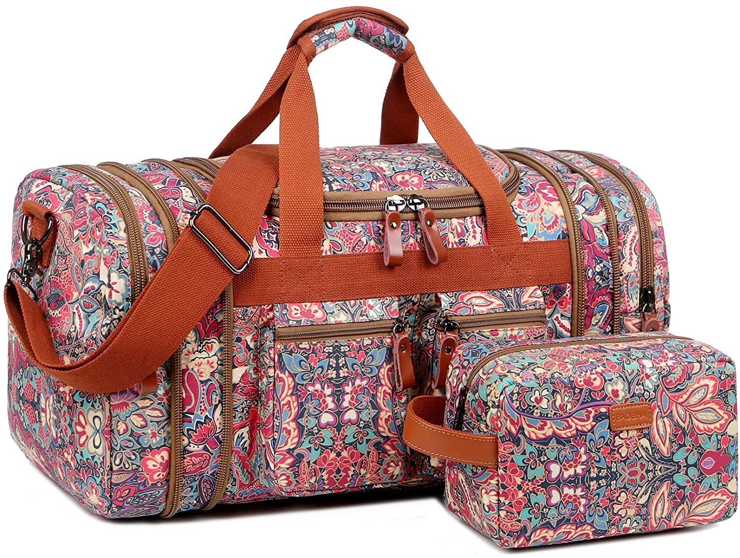Vrouwelijke Reisbagage, Multi-kleurige Weekender Tas met Toilettas