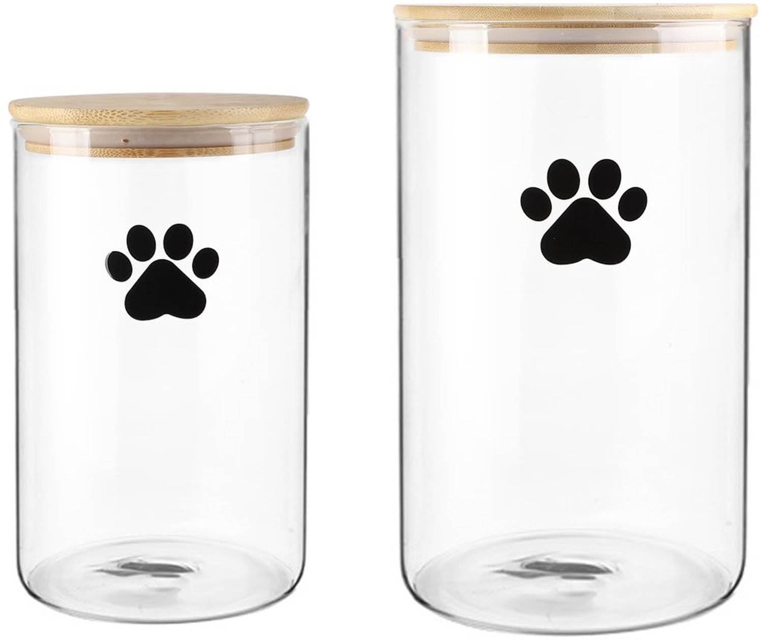 Set van 2 Glazen Hondenlekkernijenpotten met Houten Deksel