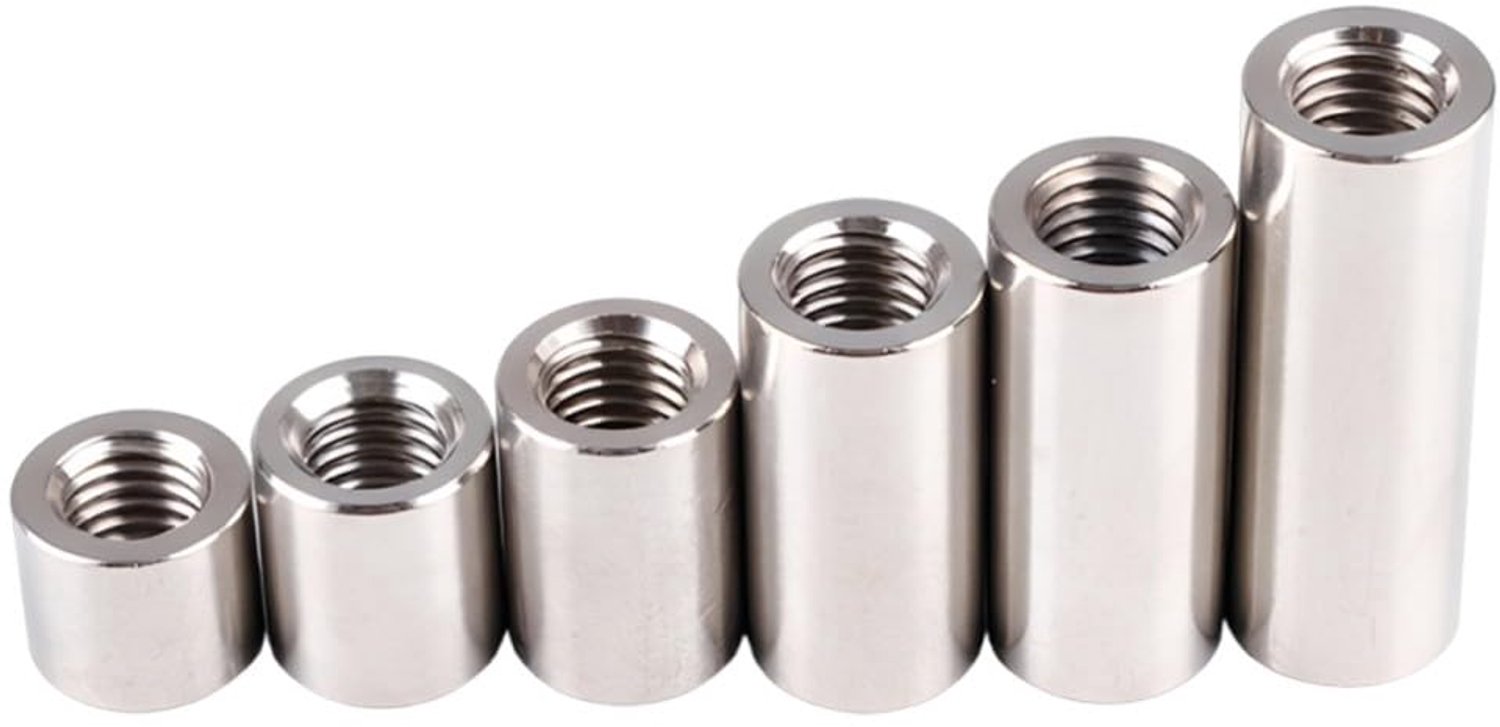 Set van 5 Lange Ronde Moeren M5 x 10mm Roestvrij Staal