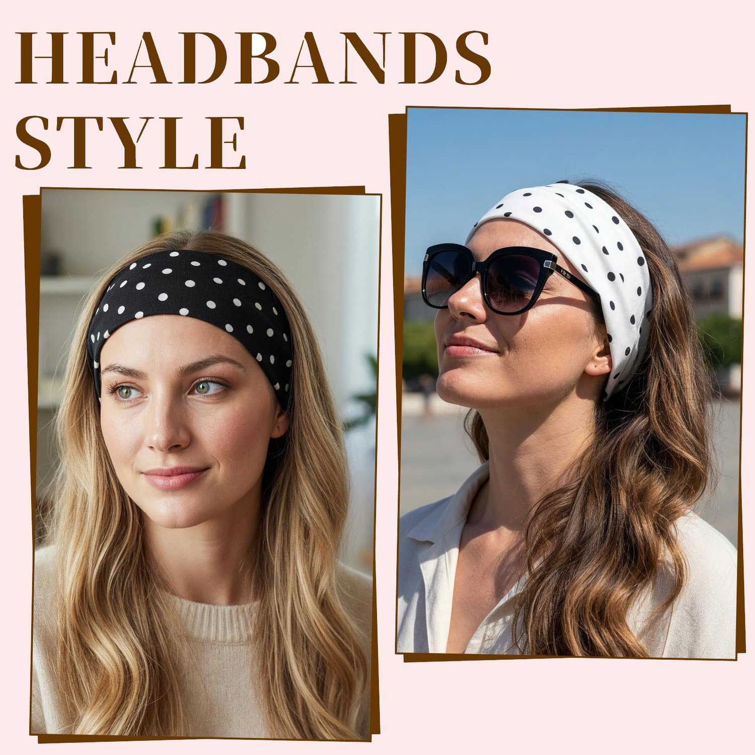 Set van 5 Gepunktete Haarreifjes voor Vrouwen en Meisjes