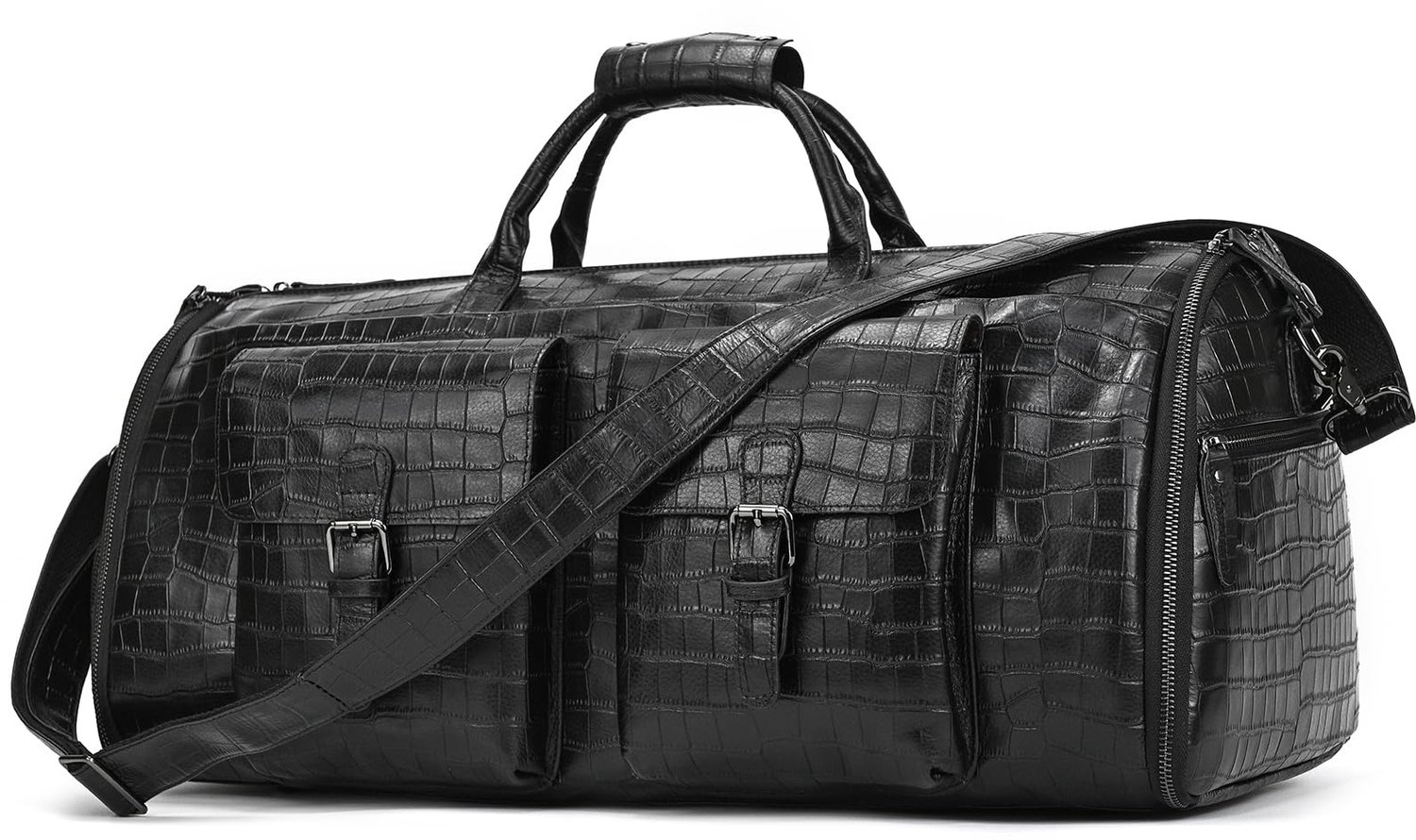 Heren Reis Tas - Echt Leren Weekend Tas met Garment Bag en Schoencompartiment