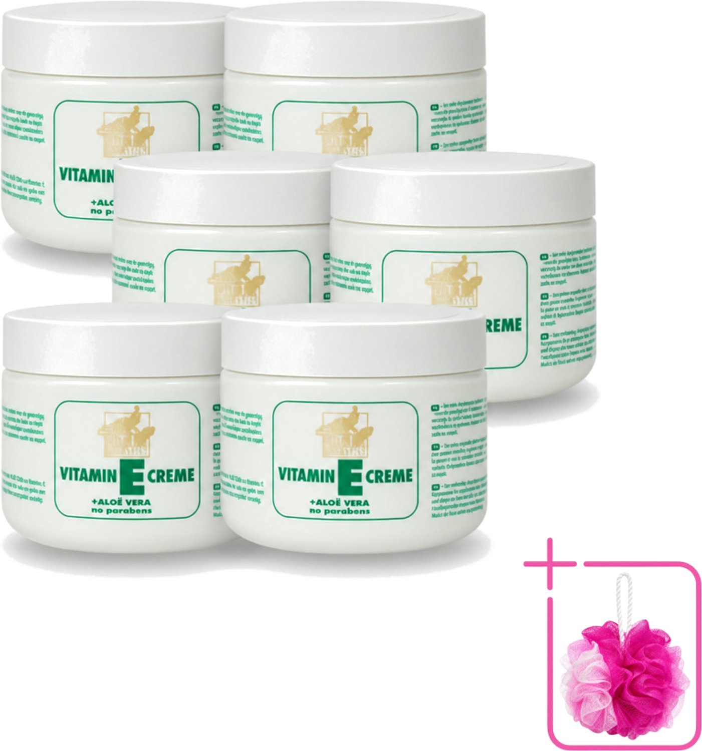 6 x Goldline - Bodycrème - Vitamine-E & Aloë Vera - Gevoelige Huid - Kalmerend - 250 ml - Bulkverpakking - Gevoelige huid verzorging - Douchemop - Vitamine e crème