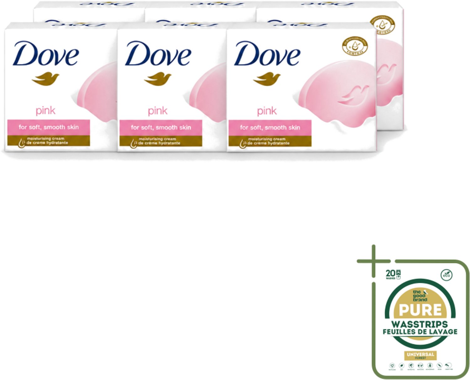 6 x Dove - Zeep - Pink - Hydraterend - 90 g - Wasstrips - Zeep - Hydraterende Zeep - Roze Zeep - Crème Zeep - Droge Huid