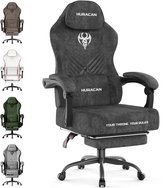 Soontrans Gamingstoel Zwart - Ergonomische Bureaustoel en PC Stoel - Verstelbare Rugleuning 90°-135° - Hoofdsteun - Lendenkussen - Uitschuifbare Voetensteun - Verstelbare Zithoogte