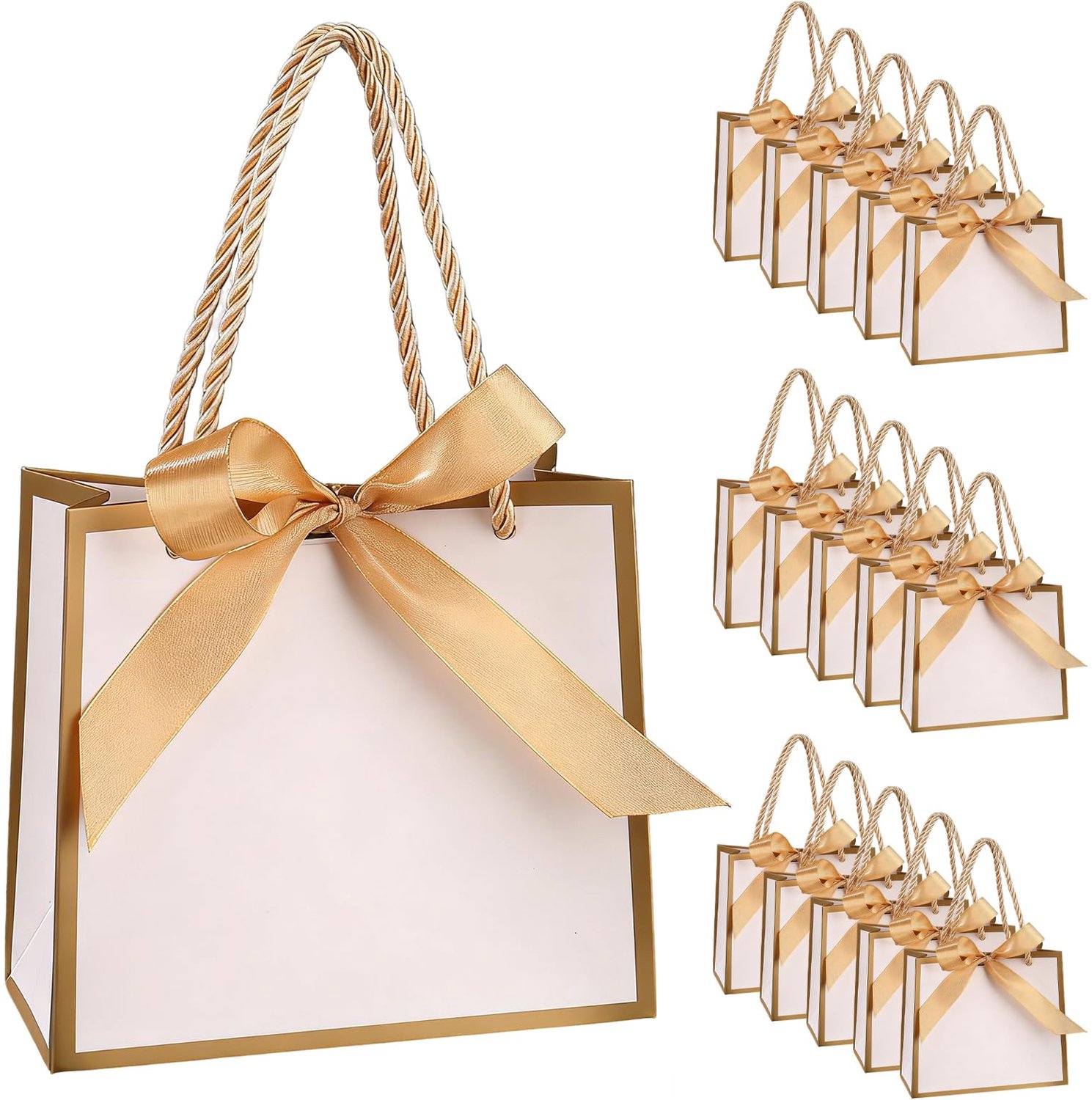Geschenktasjes 15 stuks - Kleine Cadeauzakjes - Mini Geschenktas - Versterkte Handgrepen - Striksluitingen - Papier 14 x 6 x 12 cm