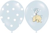 PARTYDECO - 6 blauwe olifant latex ballonnen 30 cm biologisch afbreekbaar