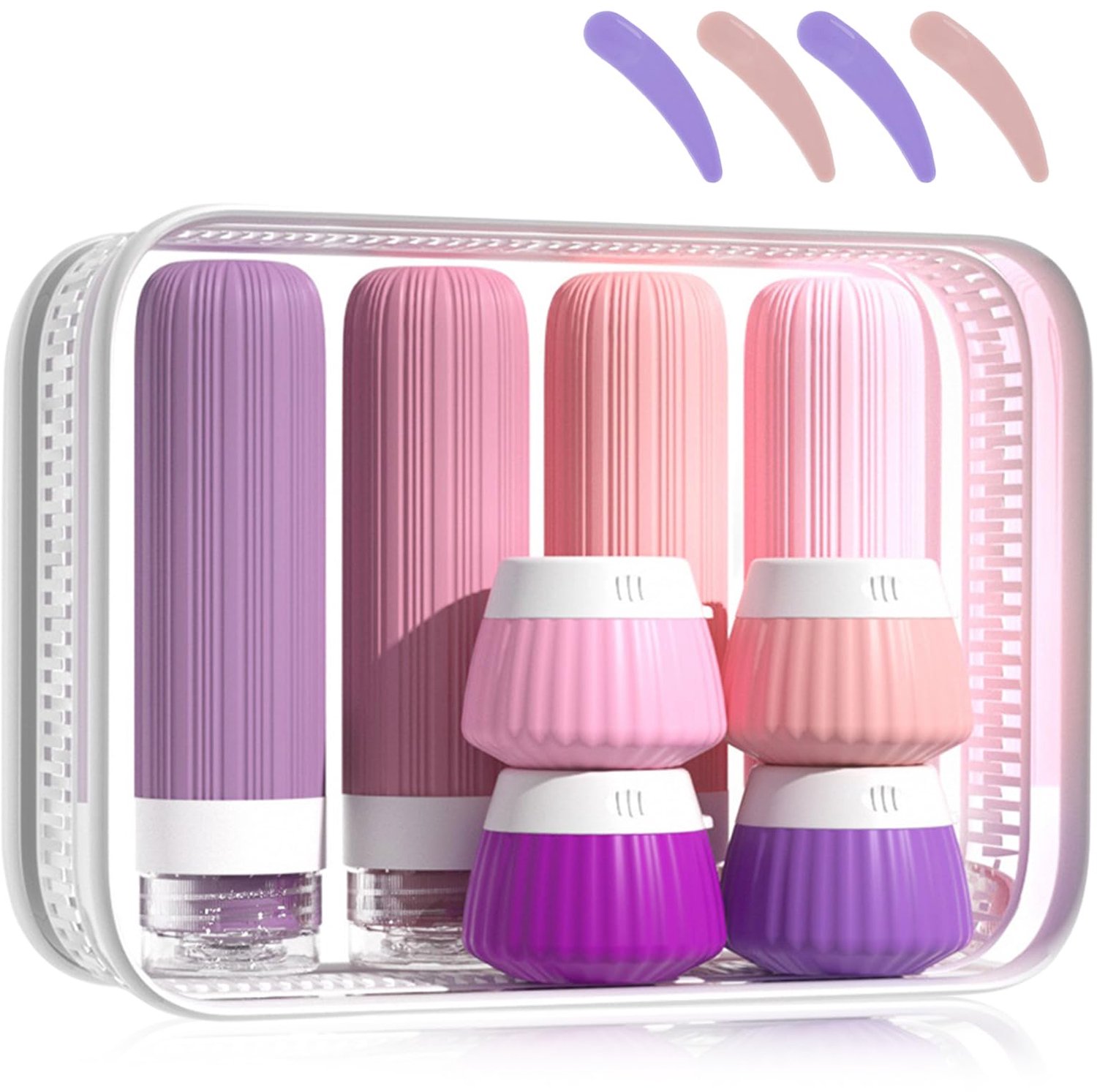 Set van 8 Silicone Reisflessen met Transparante Tas
