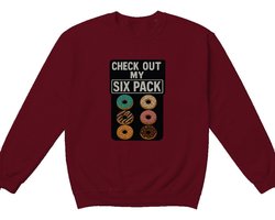 Voedsel Sweater – CHECK OUT MY SIX PACK – Donut Outfit – Unisex Sweater voor Dames & Heren – Leuk Cadeau