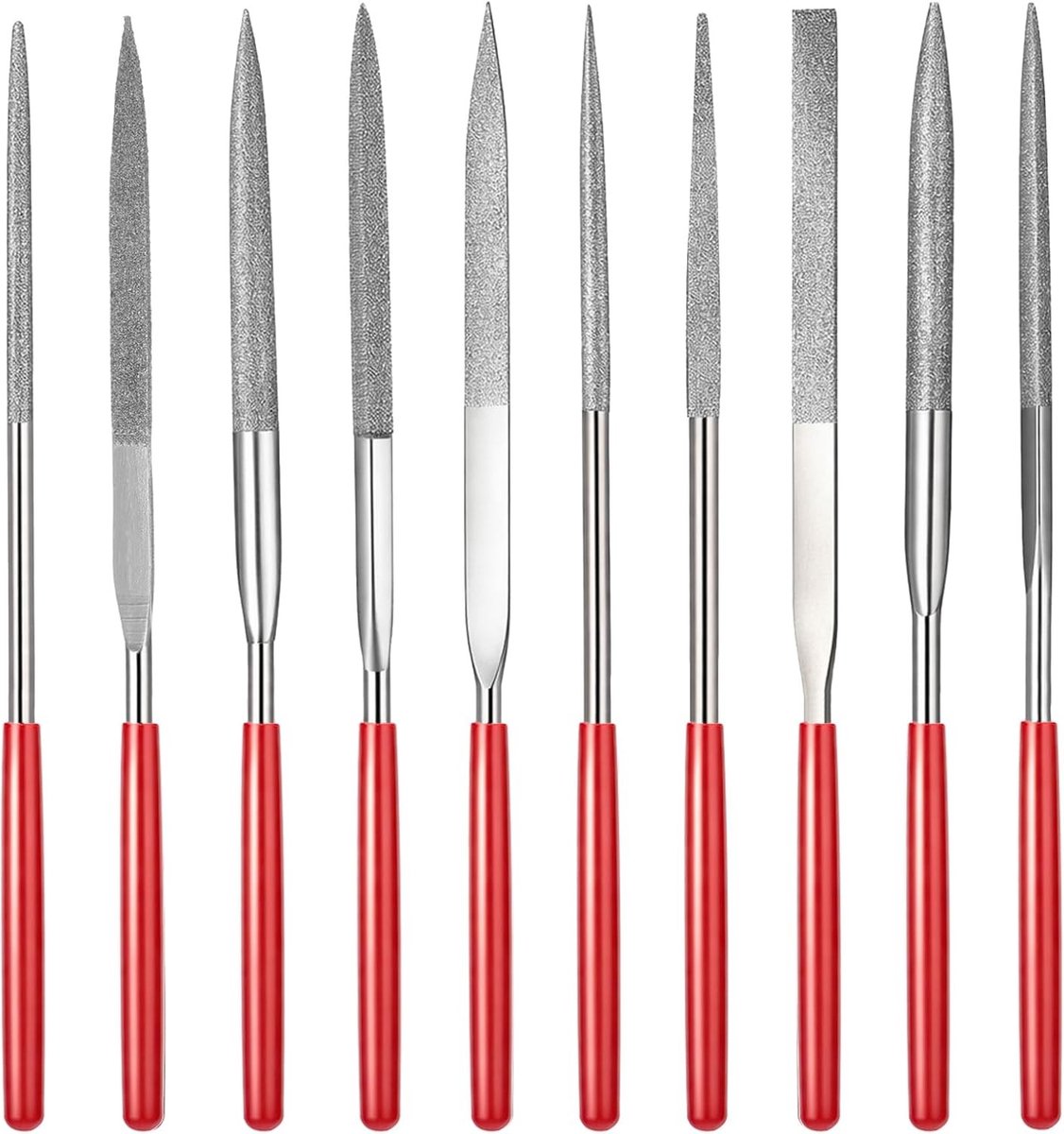 Set van 10 Diamant Vijlensets, 3mm x 140mm, Precisie Vijl voor Metaalbewerking, Houtbewerking en 3D Printen, Ideaal voor Snijgereedschap