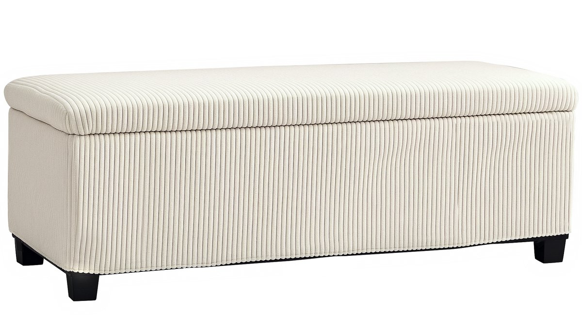 Opbergbankje - voetenbankje - voetensteun - corduroy voetensteun met deksel - voor de woonkamer - slaapkamer - hal - 112 x 42 x 40 cm - beige