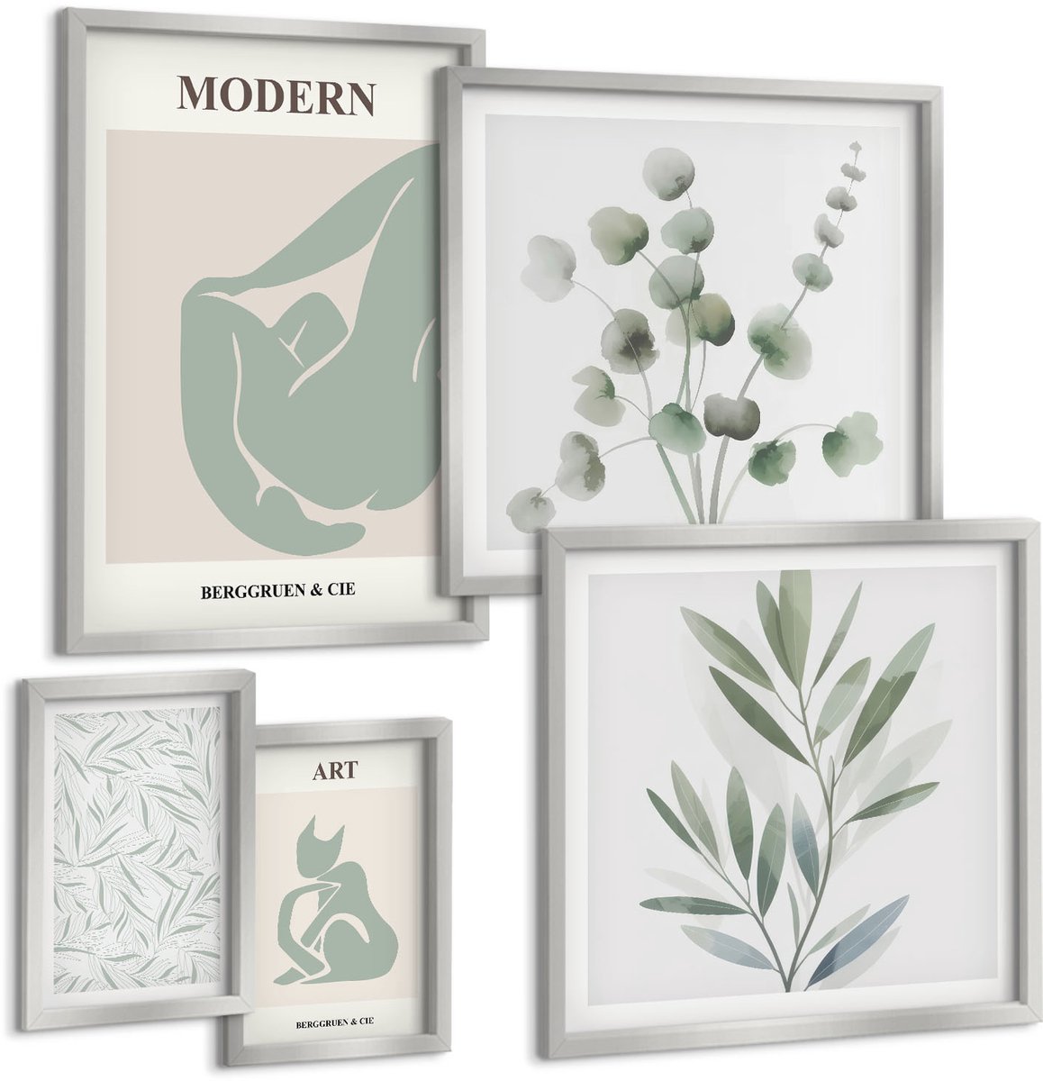 Coloray 5-Delige Schilderij Set - Abstracte Golven En Structuren In Beigetinten - 20 x 30 cm - Schilderijen Set - Wanddecoratie - Woonkamer - Muurdecoratie
