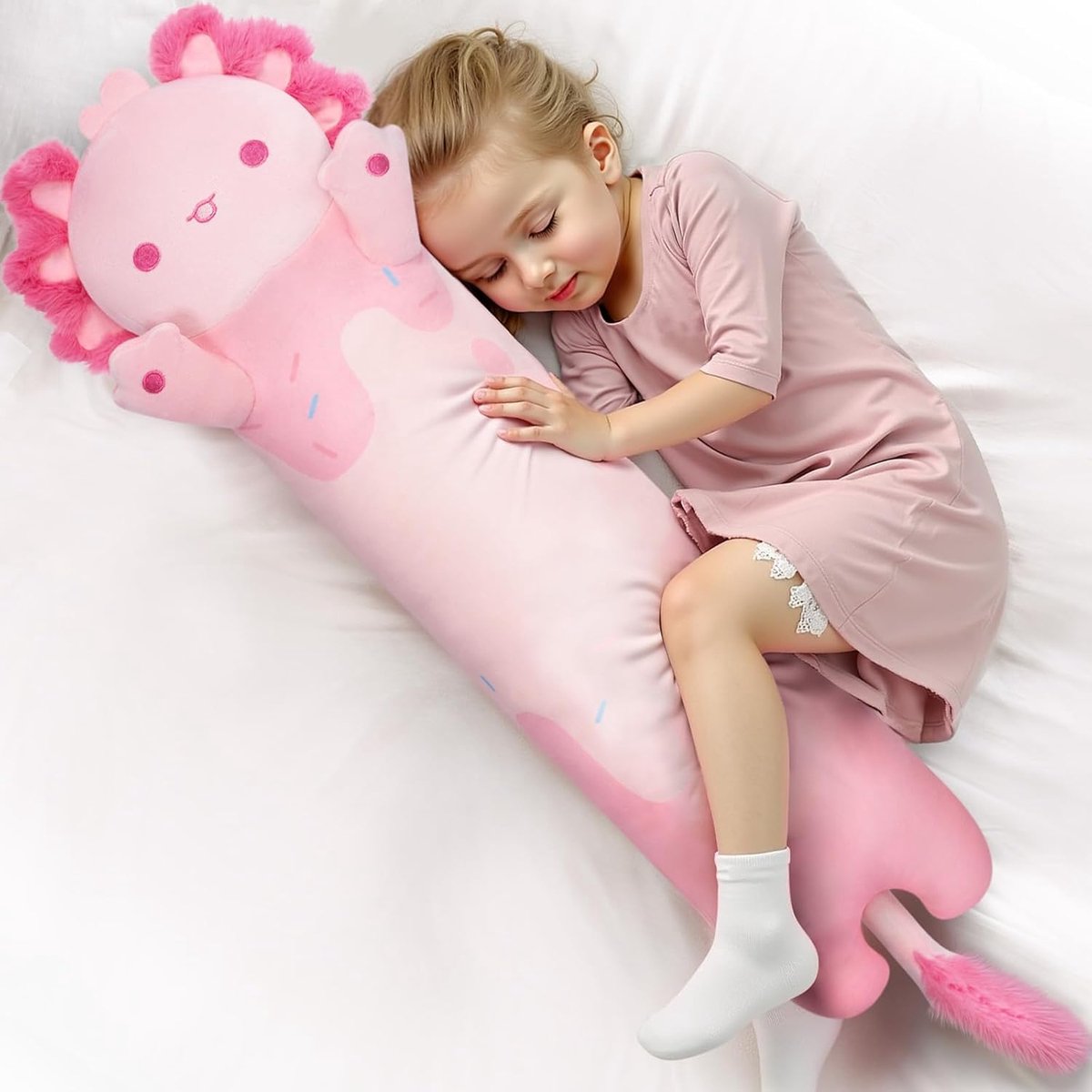 Pluche kussens, gevulde dieren zachte kussens. Schattige Axolotl pluizige slapen pluche slaapkussens, zacht speelgoed voor kinderen