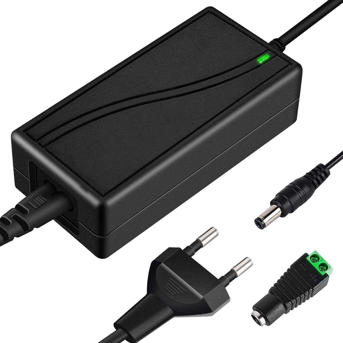 12V 5A Ac Dc LED transformator 230V naar 12 Volt 60W netvoeding spanningsomvormer adapter universele transformator, Euro stekker 5,5 × 2,5 / 2,1 mm DC-uitgang voor 5050 3528 LED strip monitor