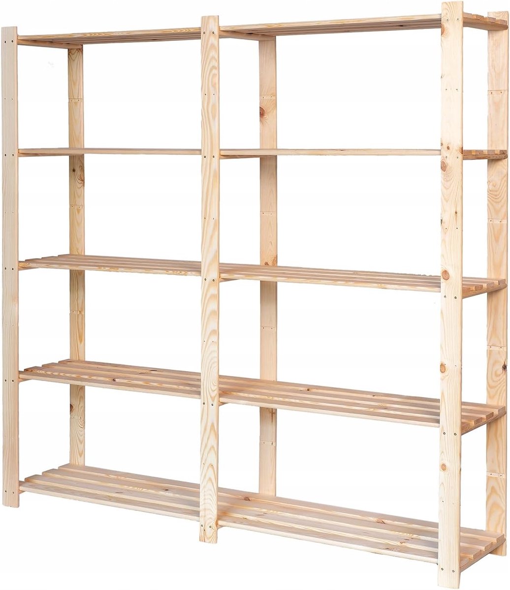 Opbergrek H 170 x B 170 x D 38 cm Vrijstaand Rek Met 5 Planken Groot Opbergrek Voor Garage Kelder Woonkamer Badkamer Massief Grenenhout