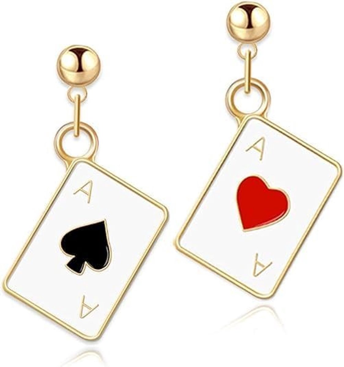 Hartvormige Oorhangers met Speelkaarten, Perfecte Accessoires voor Valentijnsdag, Poker Themaparty en Kostuumdecoratie voor Vrouwen