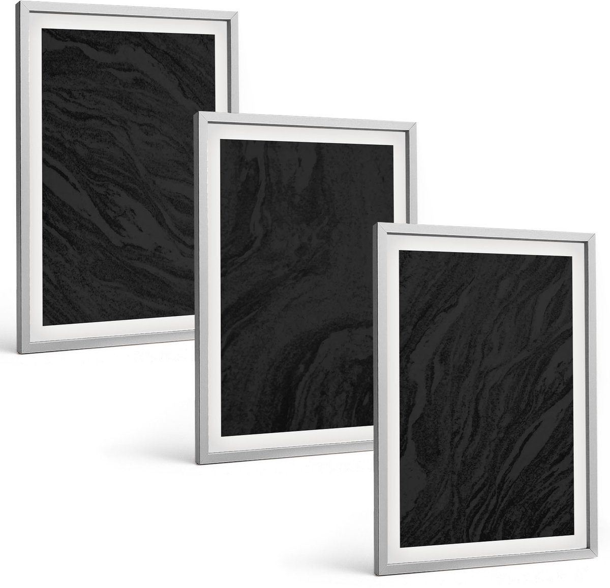 Coloray 3-Delige Schilderij Set - Donker Marmer, Elegante Texturen In Een Glamoureuze Stijl. - 40 x 60 cm - Moderne Wanddecoratie - Woonkamer - Decoratieve Schilderijen
