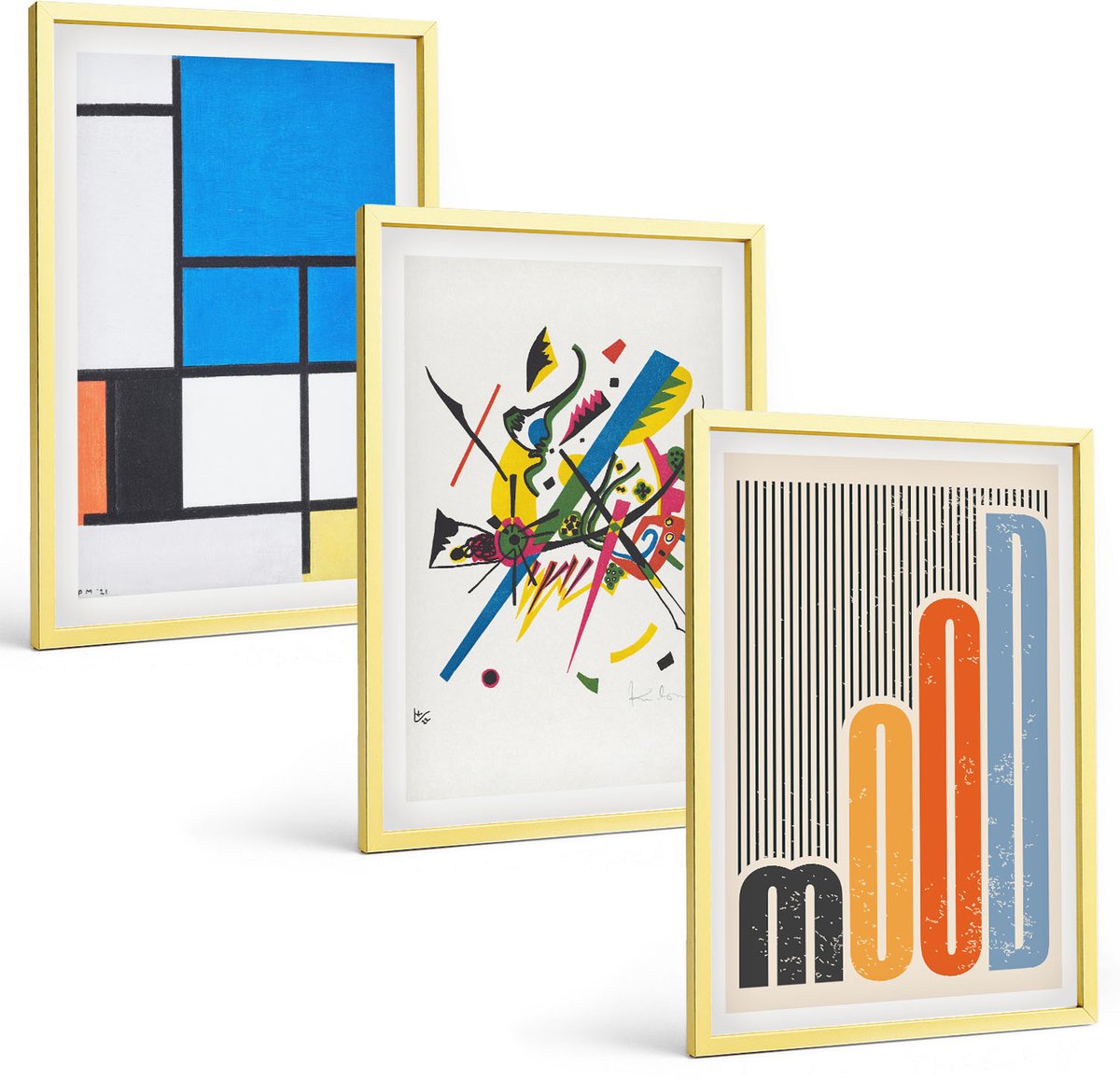 Coloray 3-Delige Schilderij Set - Bergmeren Met Weerspiegelingen In Het Water En Het Bos. - 40 x 40 cm En 40 x 60 cm - Wanddecoratie - Schilderijen Set - Interieur - Decoratieve Schilderijen