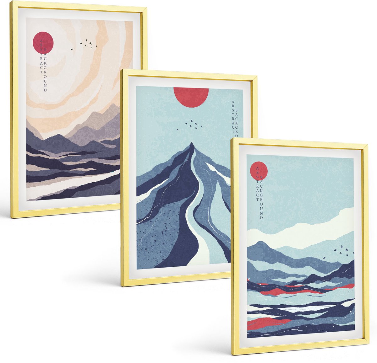 Coloray 3-Delige Schilderij Set - Italiaanse Kustplaatsen In Aquarelstijl - 40 x 40 cm En 40 x 60 cm - Wanddecoratie - Muurdecoratie - Moderne Interieurdecoratie