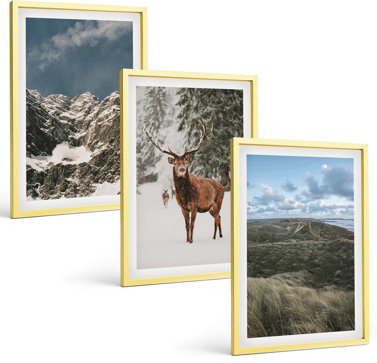 Coloray 3-Delige Schilderij Set - Stenen Hout Stof Diverse Texturen - 40 x 60 cm - Wanddecoratie - Muurdecoratie - Moderne Interieurdecoratie - Decoratieve Schilderijen